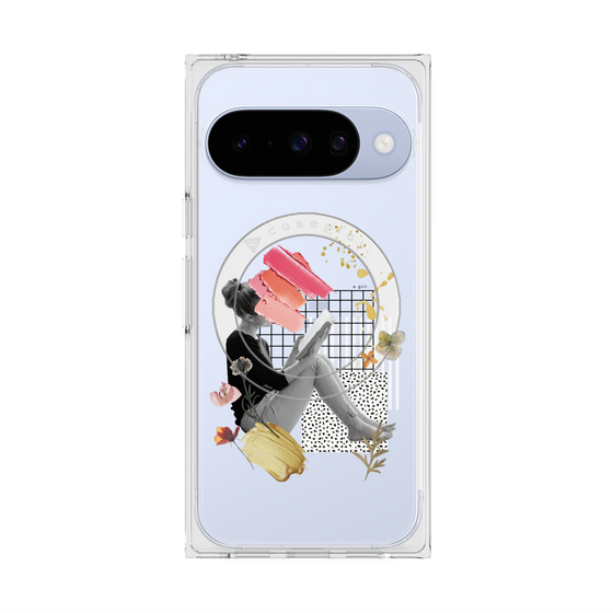 Premium Square Case with Pixelsnap［ Reading by the window ］