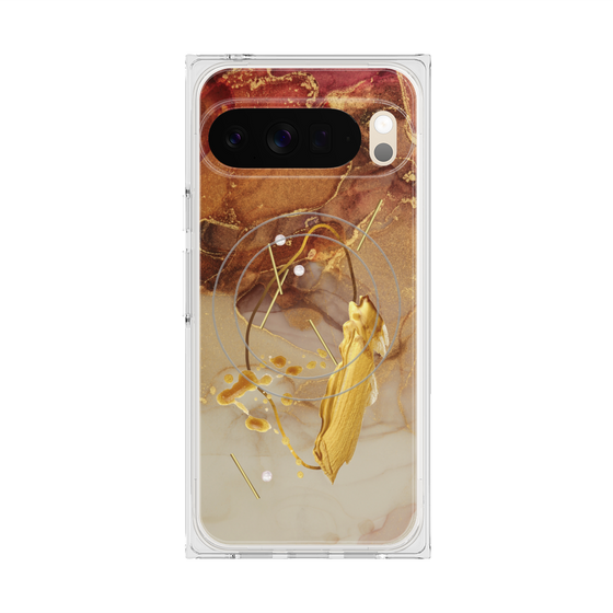 Premium Square Case with Pixelsnap［ Marble Nuance Painting Brown ］