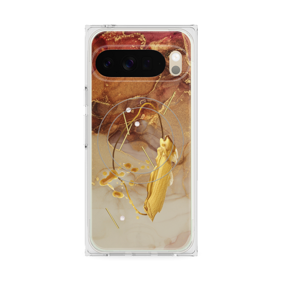 Premium Square Case with Pixelsnap［ Marble Nuance Painting Brown ］