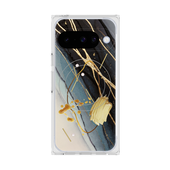 Premium Square Case with Pixelsnap［ Marble Nuance Painting Black ］