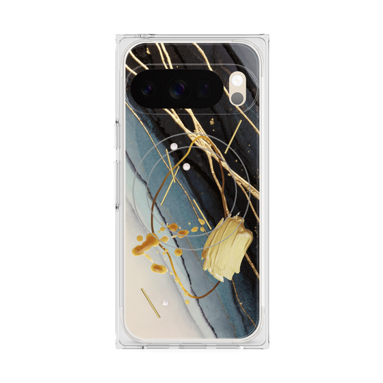 Premium Square Case with Pixelsnap［ Marble Nuance Painting Black ］