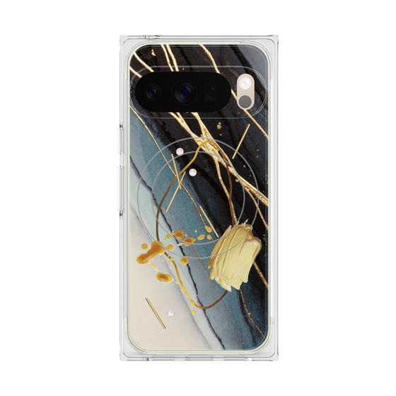 Premium Square Case with Pixelsnap［ Marble Nuance Painting Black ］