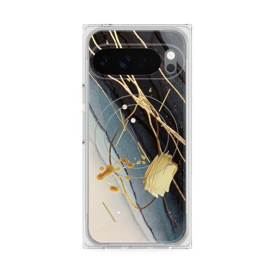 Premium Square Case with Pixelsnap［ Marble Nuance Painting Black ］