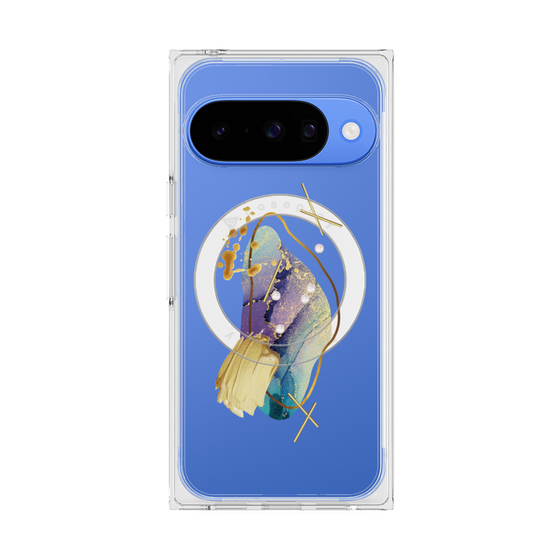 Premium Square Case with Pixelsnap［ Nuance Painting Blue ］