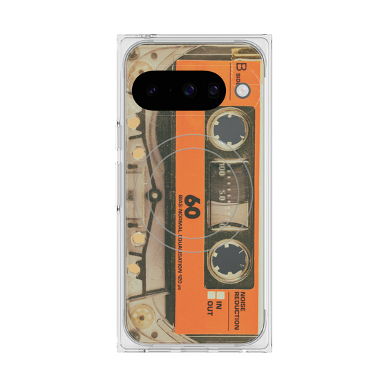 Premium Square Case with Pixelsnap［ RETORO CASSETTE TAPE - Skeleton Orange ］