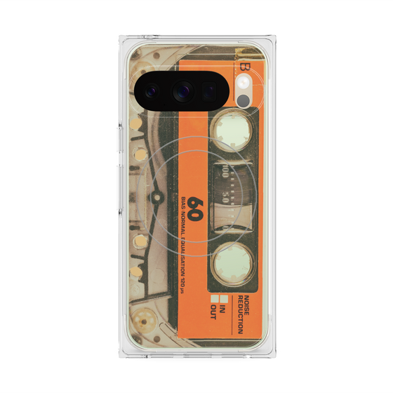 Premium Square Case with Pixelsnap［ RETORO CASSETTE TAPE - Skeleton Orange ］