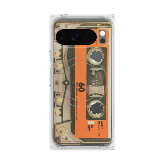 Premium Square Case with Pixelsnap［ RETORO CASSETTE TAPE - Skeleton Orange ］