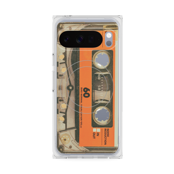Premium Square Case with Pixelsnap［ RETORO CASSETTE TAPE - Skeleton Orange ］