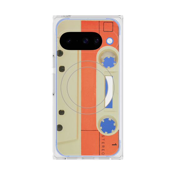Premium Square Case with Pixelsnap［ RETORO CASSETTE TAPE - Opacity White ］