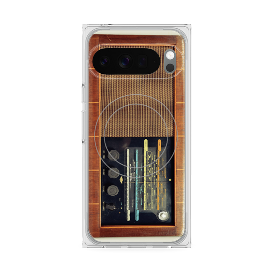 Premium Square Case with Pixelsnap［ RETORO RADIO - Brown ］