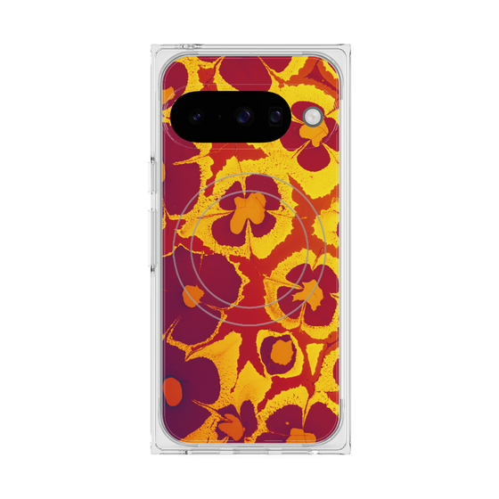 Premium Square Case with Pixelsnap［ y2k(Year2000) - Flower - Orange purple ］