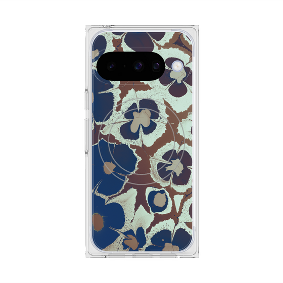 Premium Square Case with Pixelsnap［ y2k(Year2000) - Flower - Brown Navy ］