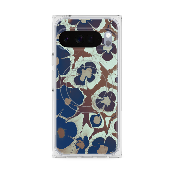 Premium Square Case with Pixelsnap［ y2k(Year2000) - Flower - Brown Navy ］