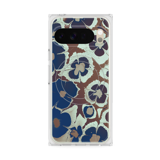 Premium Square Case with Pixelsnap［ y2k(Year2000) - Flower - Brown Navy ］