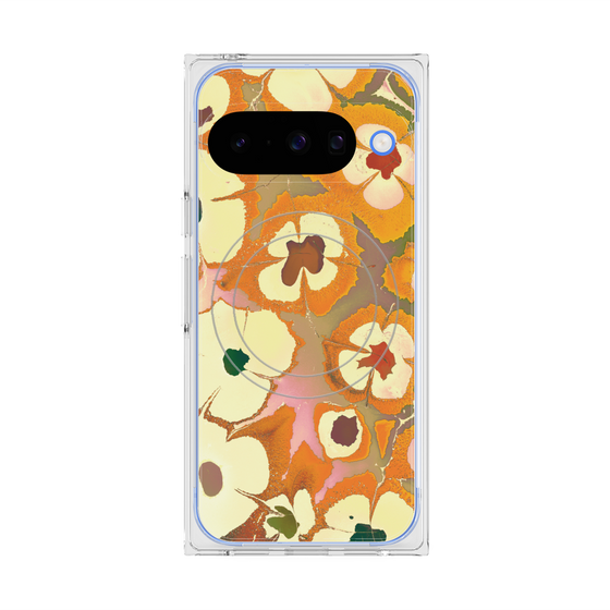 Premium Square Case with Pixelsnap［ y2k(Year2000) - Flower - Orange Pink ］
