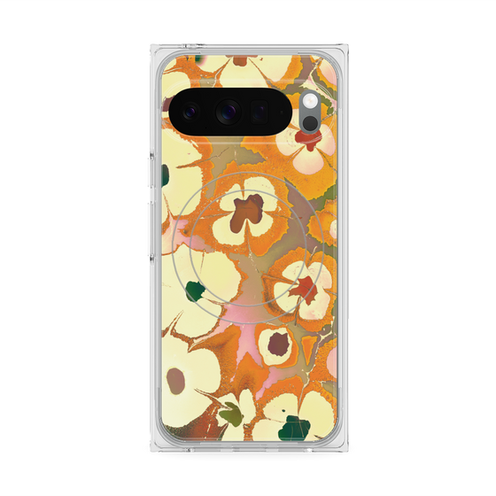 Premium Square Case with Pixelsnap［ y2k(Year2000) - Flower - Orange Pink ］