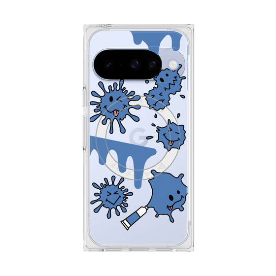 Premium Square Case with Pixelsnap［ PAINTING SMILE Blue ］