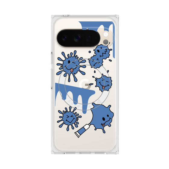 Premium Square Case with Pixelsnap［ PAINTING SMILE Blue ］