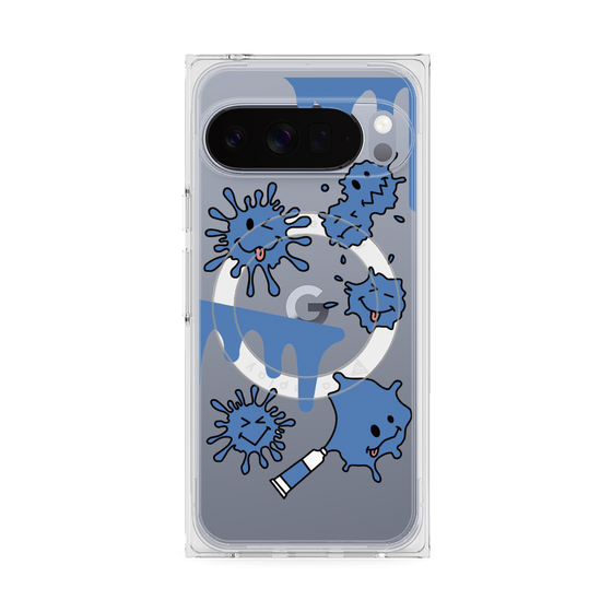 Premium Square Case with Pixelsnap［ PAINTING SMILE Blue ］