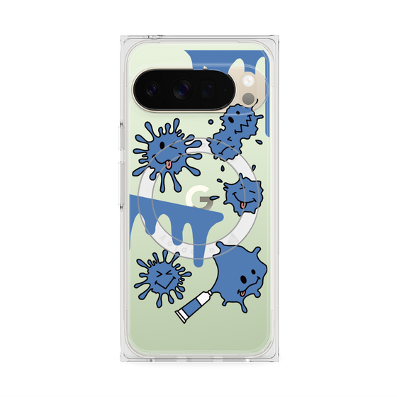 Premium Square Case with Pixelsnap［ PAINTING SMILE Blue ］