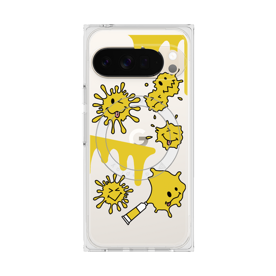 Premium Square Case with Pixelsnap［ PAINTING SMILE Yellow ］