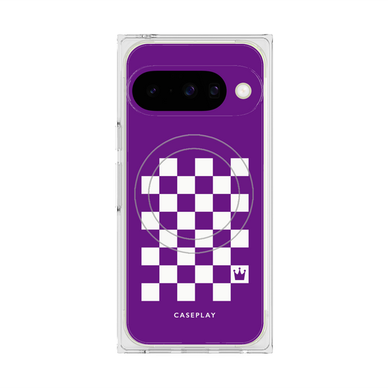 Premium Square Case with Pixelsnap［ Racing Checkered Flag Purple ］