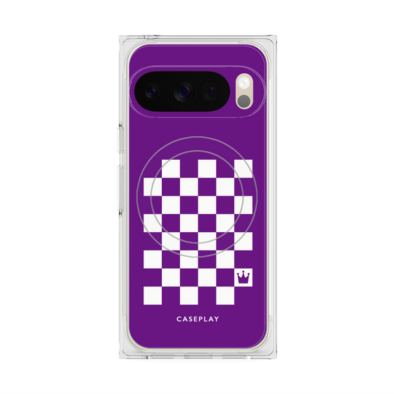 Premium Square Case with Pixelsnap［ Racing Checkered Flag Purple ］