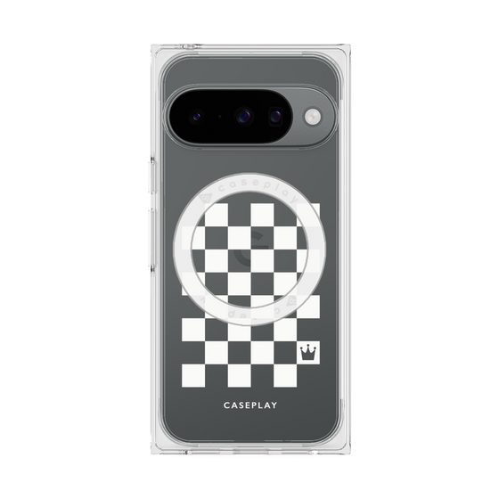 Premium Square Case with Pixelsnap［ Racing Checkered Flag White ］
