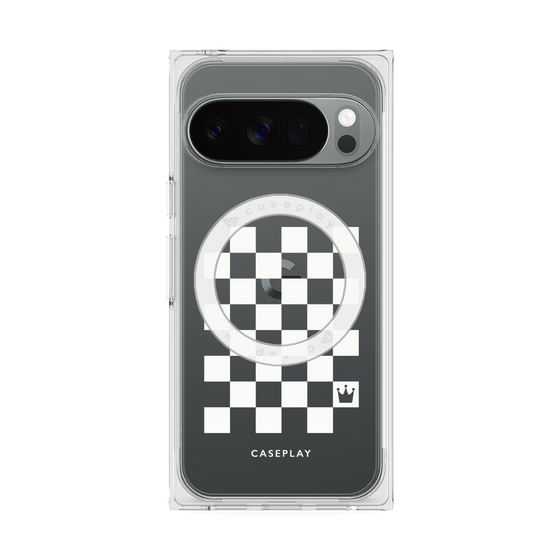 Premium Square Case with Pixelsnap［ Racing Checkered Flag White ］