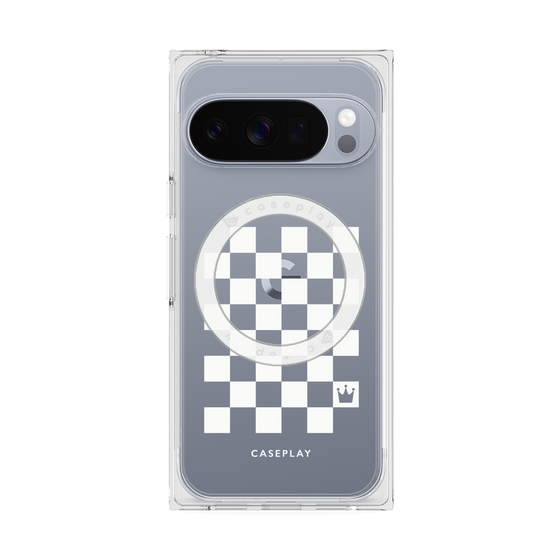 Premium Square Case with Pixelsnap［ Racing Checkered Flag White ］