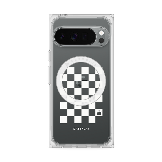 Premium Square Case with Pixelsnap［ Racing Checkered Flag White ］