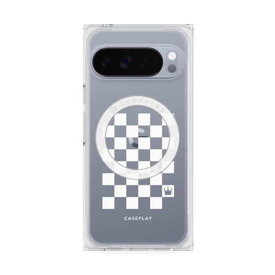 Premium Square Case with Pixelsnap［ Racing Checkered Flag White ］