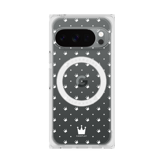 Premium Square Case with Pixelsnap［ CASEPLAY Crown Dots White ］