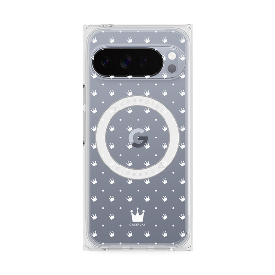 Premium Square Case with Pixelsnap［ CASEPLAY Crown Dots White ］