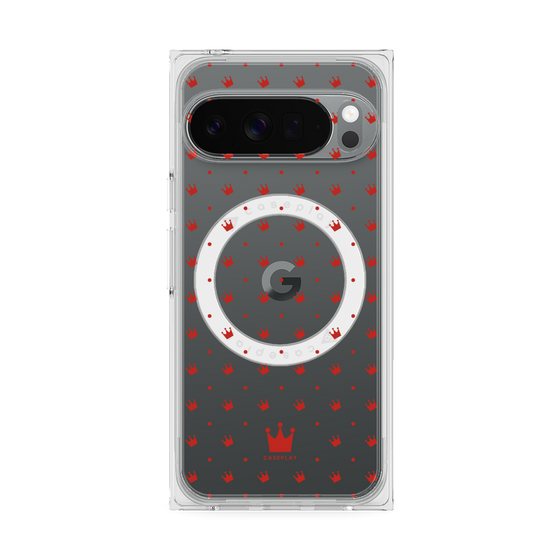 Premium Square Case with Pixelsnap［ CASEPLAY Crown Dots Red ］