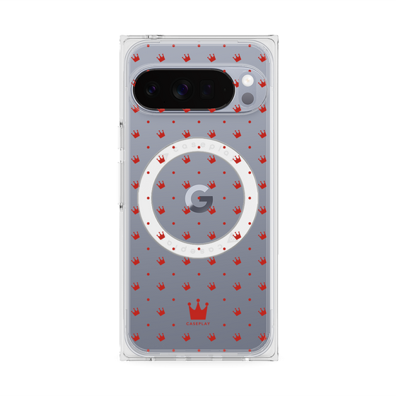 Premium Square Case with Pixelsnap［ CASEPLAY Crown Dots Red ］