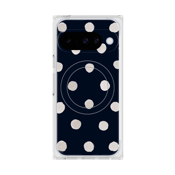Premium Square Case with Pixelsnap［ Watercolor Dots Retro Color - Navy ］
