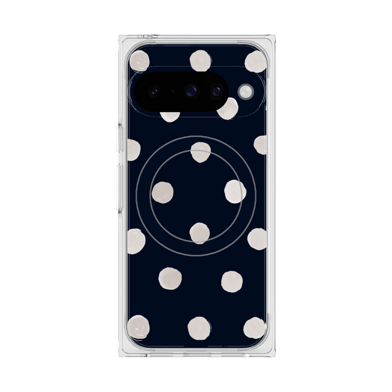 Premium Square Case with Pixelsnap［ Watercolor Dots Retro Color - Navy ］