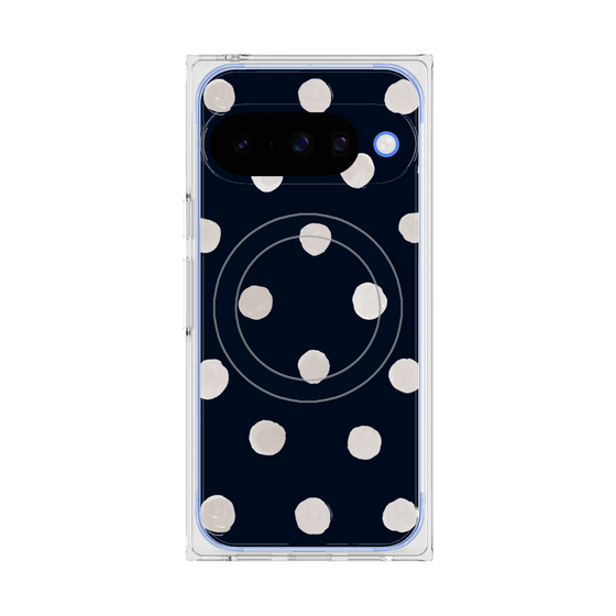 Premium Square Case with Pixelsnap［ Watercolor Dots Retro Color - Navy ］