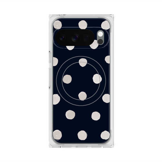 Premium Square Case with Pixelsnap［ Watercolor Dots Retro Color - Navy ］