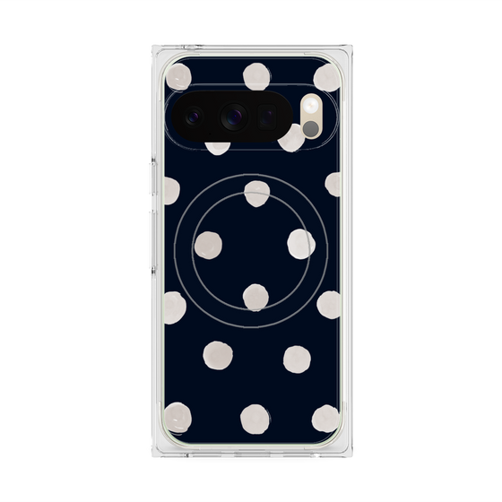 Premium Square Case with Pixelsnap［ Watercolor Dots Retro Color - Navy ］