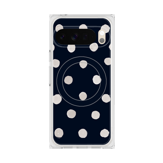 Premium Square Case with Pixelsnap［ Watercolor Dots Retro Color - Navy ］