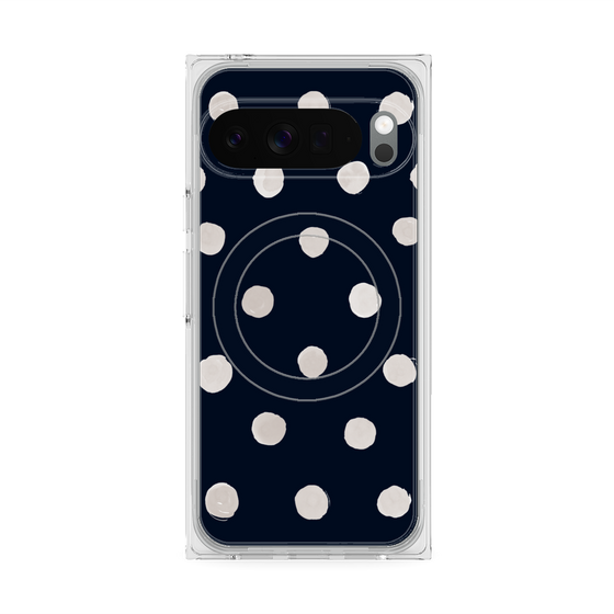 Premium Square Case with Pixelsnap［ Watercolor Dots Retro Color - Navy ］
