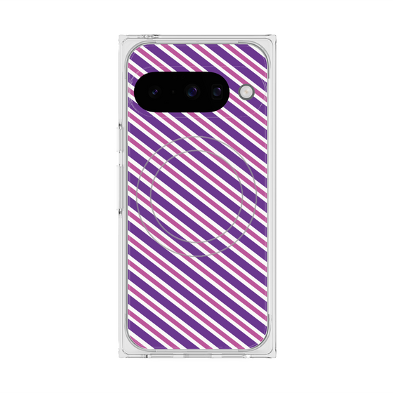 Premium Square Case with Pixelsnap［ Small Stripe - Purple × Pink ］