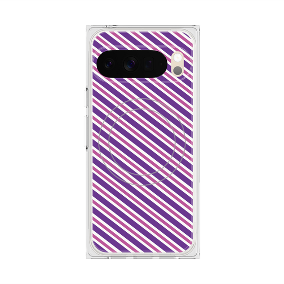 Premium Square Case with Pixelsnap［ Small Stripe - Purple × Pink ］