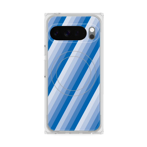 Premium Square Case with Pixelsnap［ Middle Stripe - Blue ］