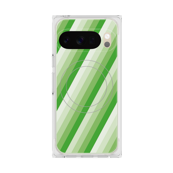 Premium Square Case with Pixelsnap［ Middle Stripe - Green ］