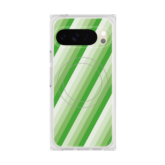 Premium Square Case with Pixelsnap［ Middle Stripe - Green ］