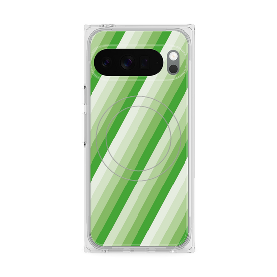 Premium Square Case with Pixelsnap［ Middle Stripe - Green ］