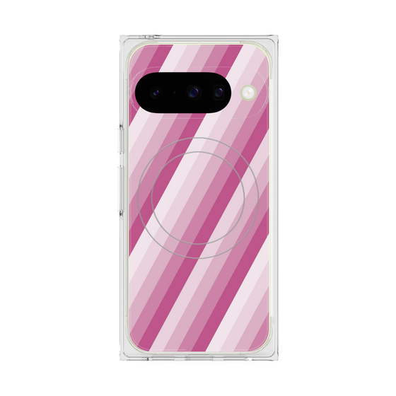 Premium Square Case with Pixelsnap［ Middle Stripe - Pink ］